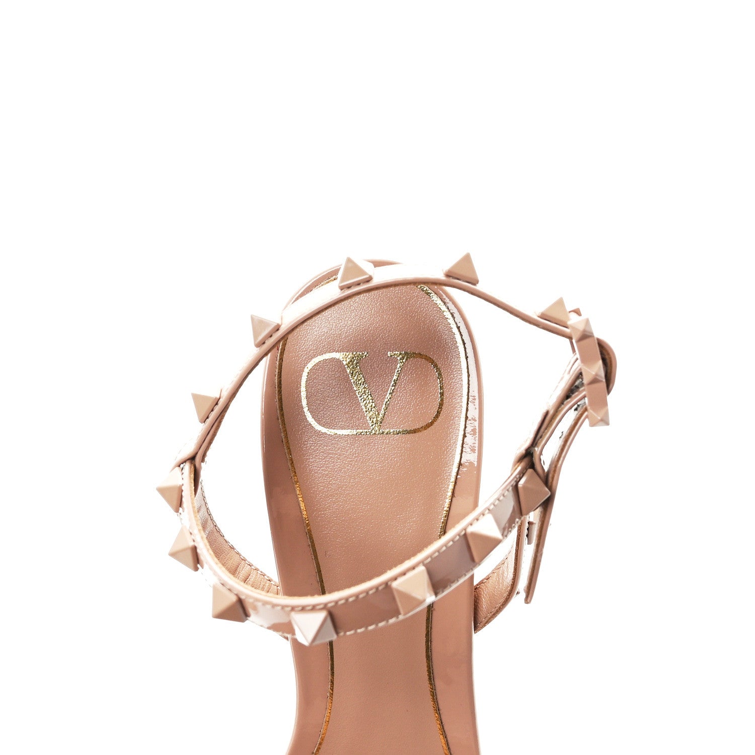 Valentino Garavani Patent Rockstud Block Ankle Strap Sandals 39 Rose Cannelle 7 of 8