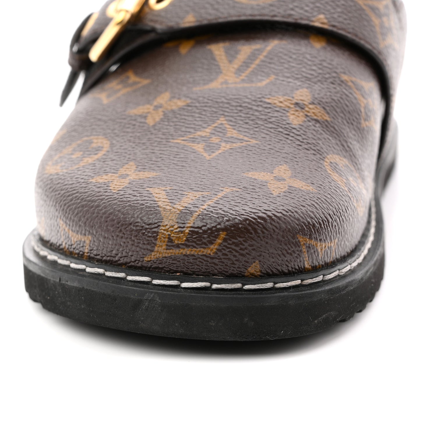 Patent Monogram Womens Cosy Flat Comfort Clog Mules 38 Brown