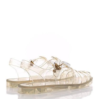 Gucci Shiny Rubber Double G Buckle Strap Sandals 40 Transparent 4 of 9