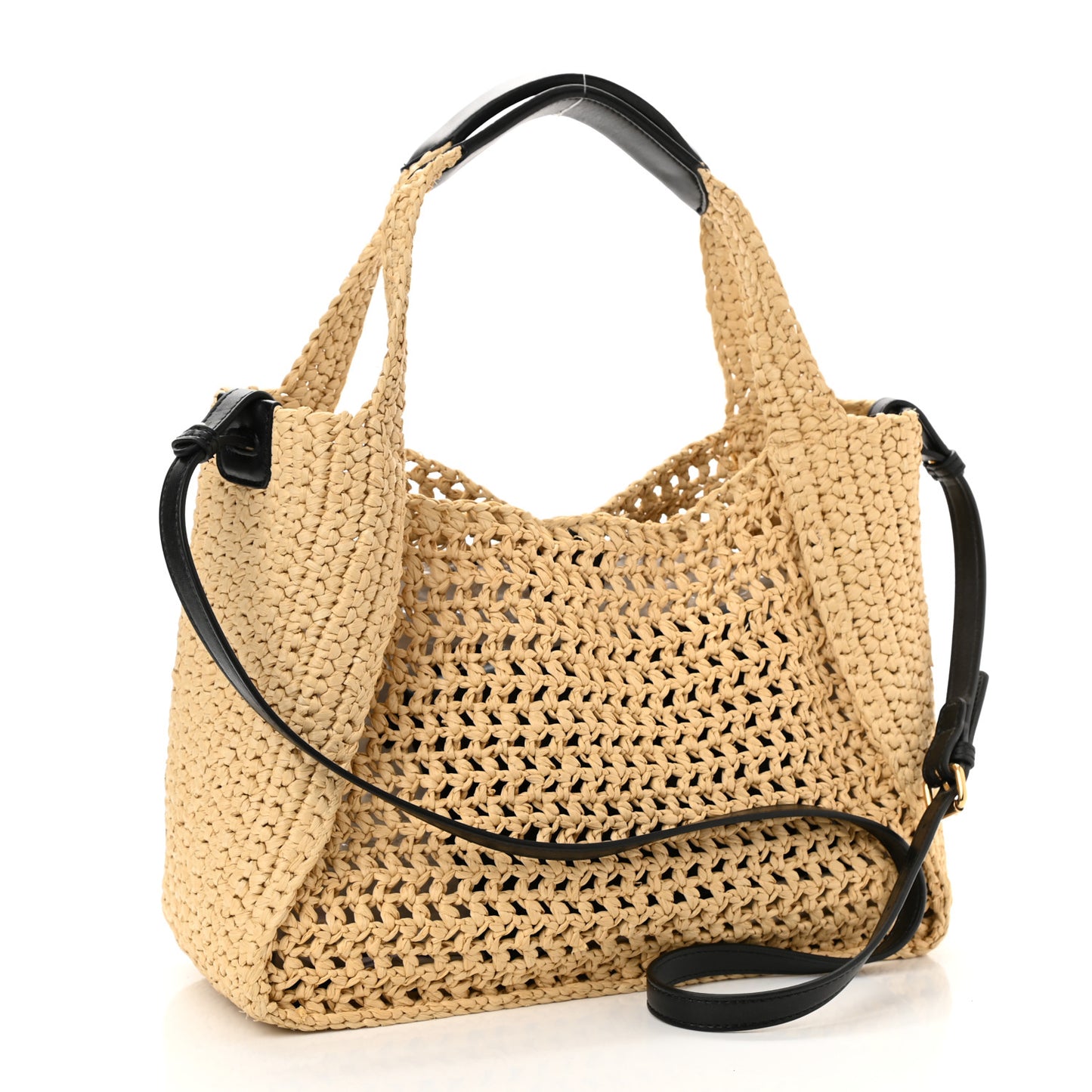 Braided Raffia Eco Alter Napa Perforated Logo Crossbody Bag Natural