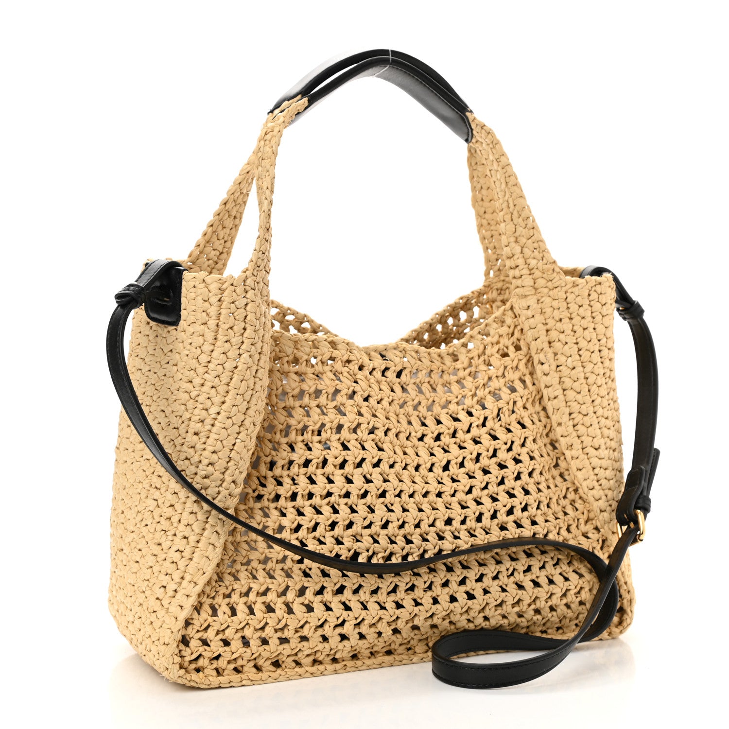 Stella McCartney Braided Raffia Eco Alter Napa Perforated Logo Crossbody Bag Natural 4 of 10