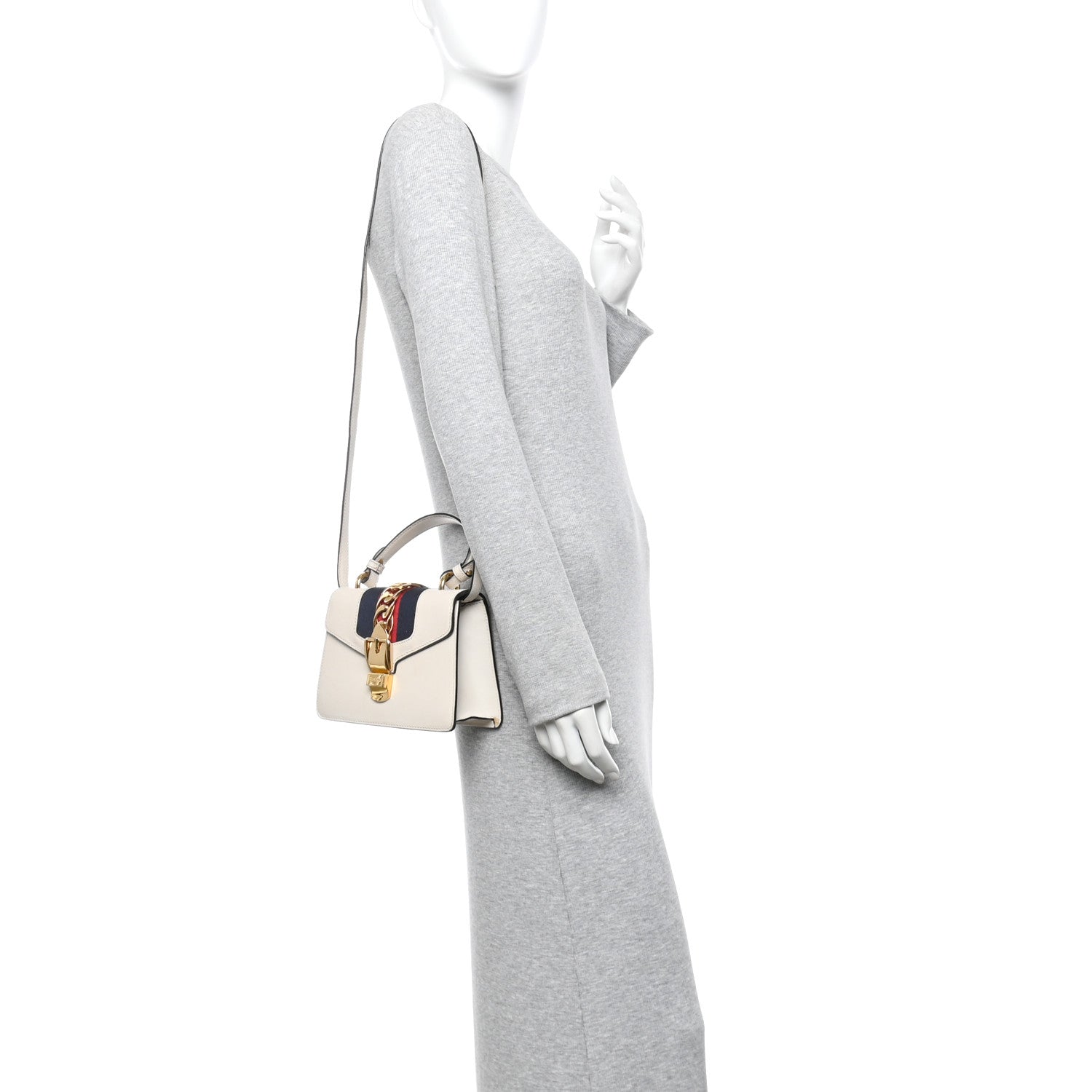 Gucci Calfskin Mini Sylvie Top Handle Bag White 2 of 12