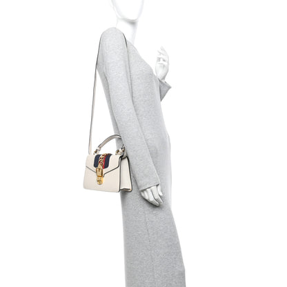 Gucci Calfskin Mini Sylvie Top Handle Bag White 2 of 12