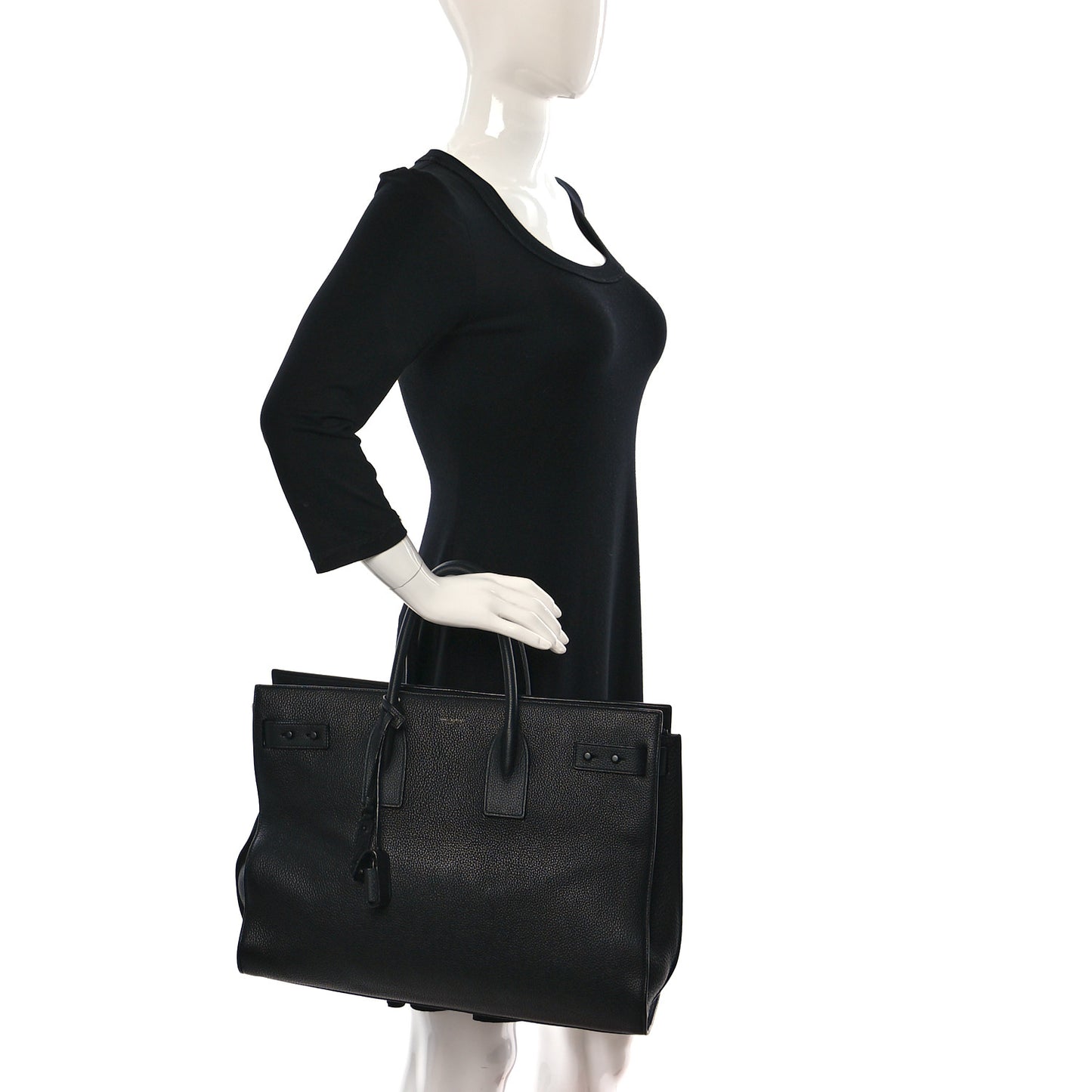 Grained Calfskin Large Thin Sac De Jour Black