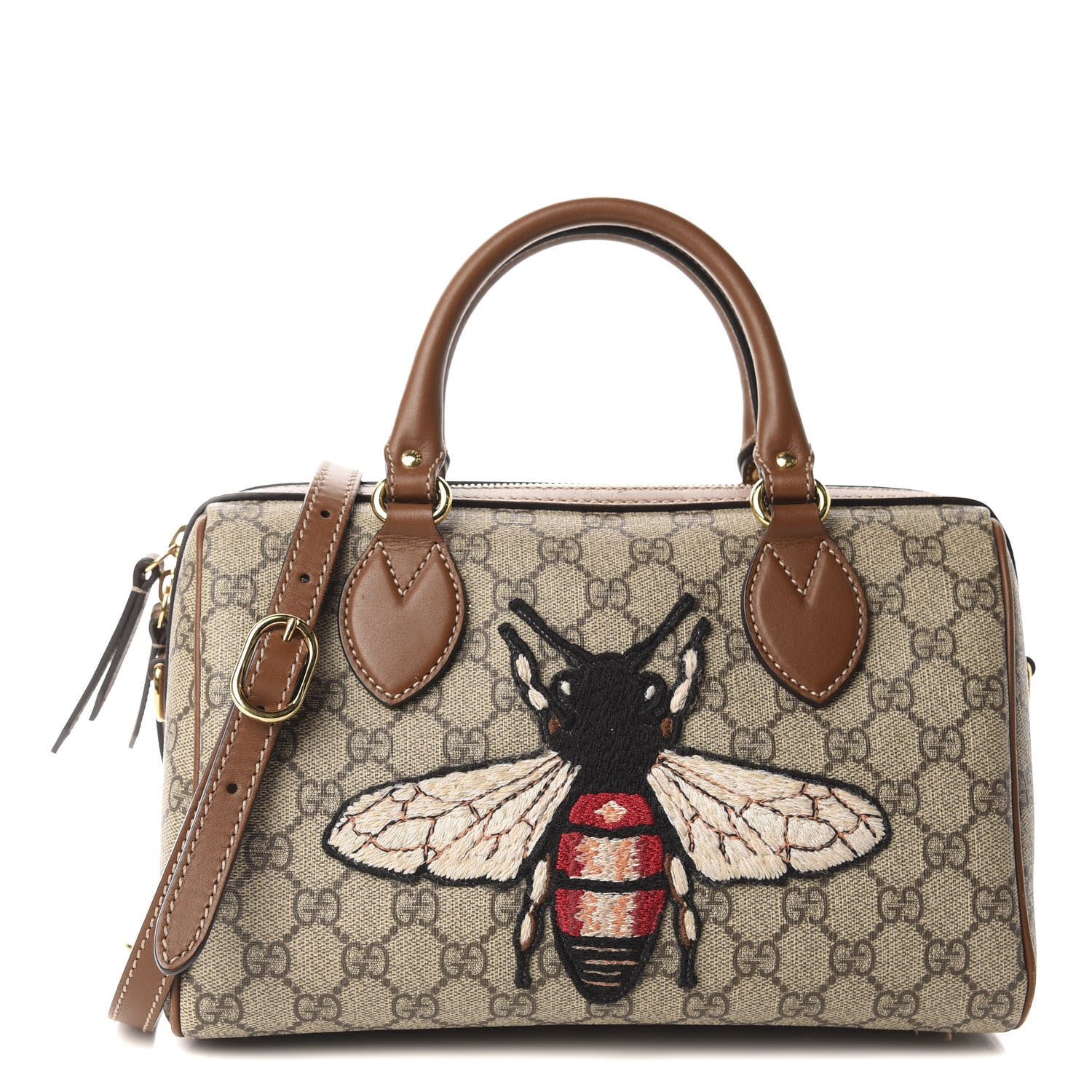 Gucci GG Supreme Monogram Bee Embroidered Small Boston Beige Tuscany 1 of 15