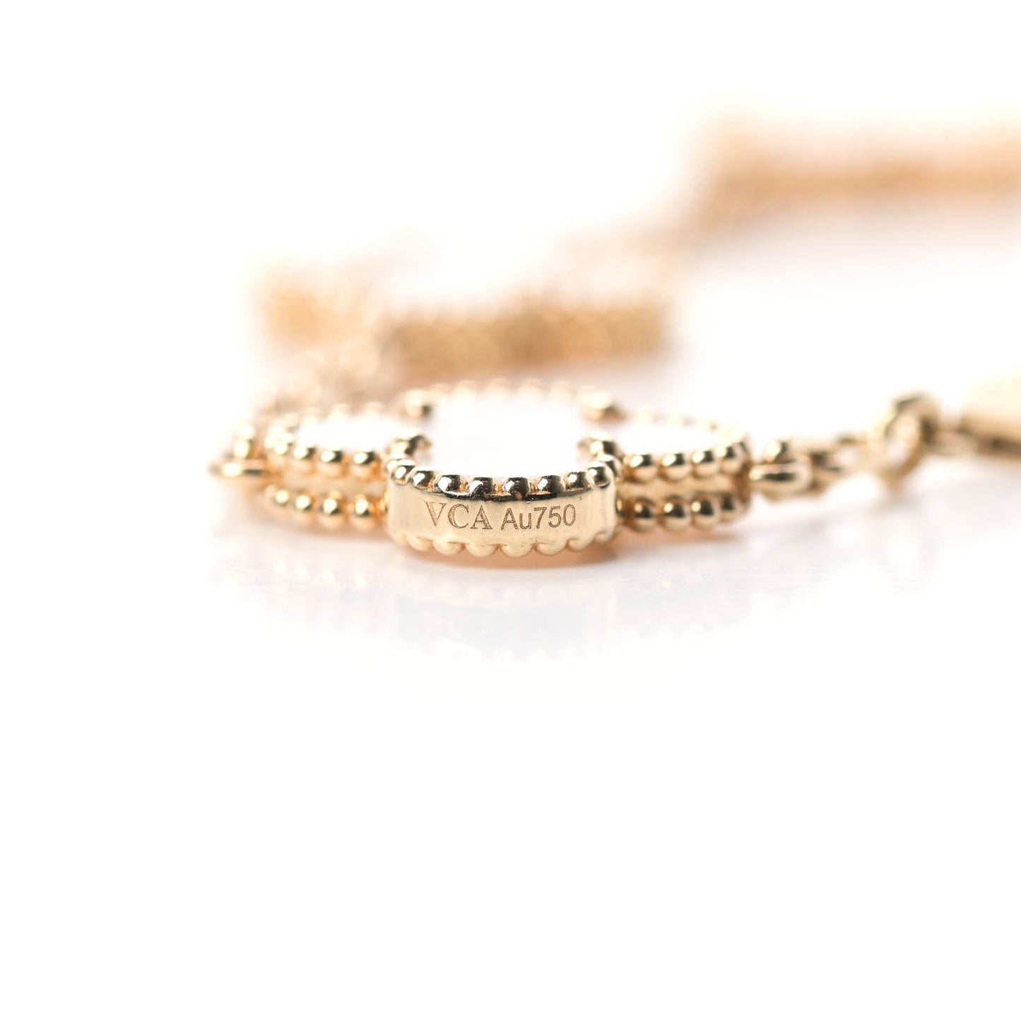 18K Yellow Gold Mother of Pearl 5 Motifs Vintage Alhambra Bracelet