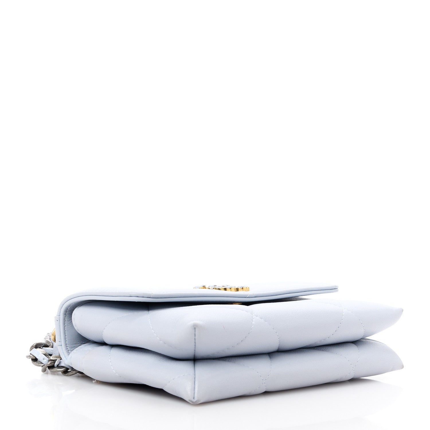 Chanel Lambskin Quilted Chanel 19 Flap Clutch Light Blue 4 of 14