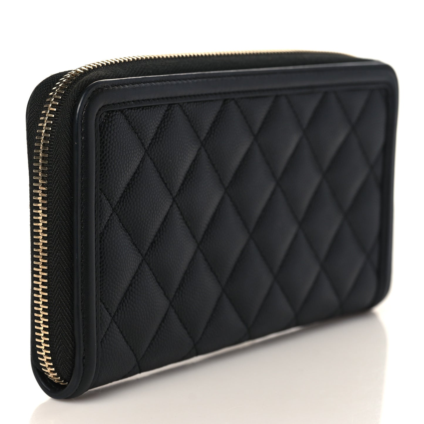 Caviar Quilted Filigree Zip Around Wallet Black