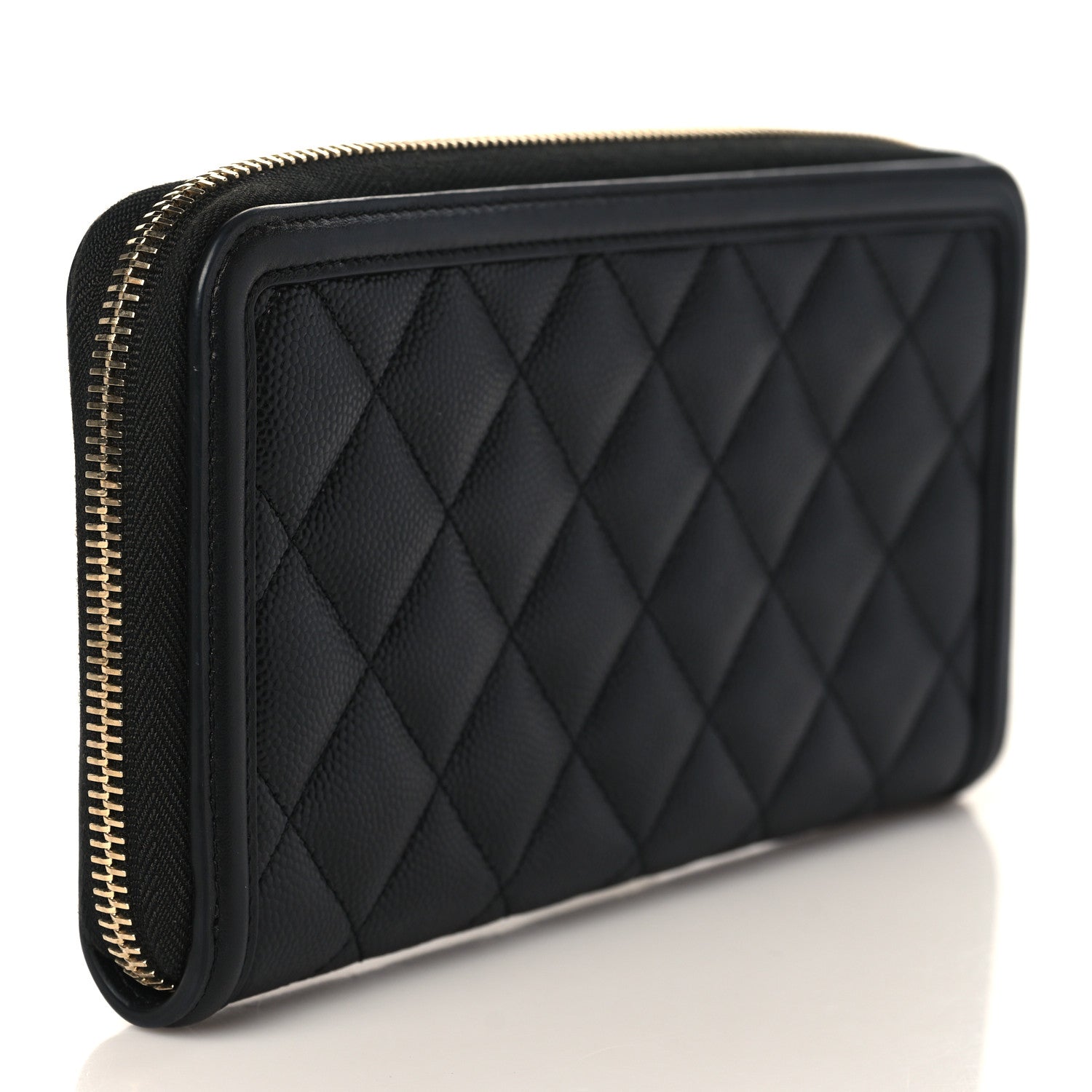 Chanel Caviar Quilted Filigree Zip Around Wallet Black 3 of 8