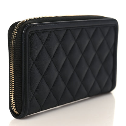 Chanel Caviar Quilted Filigree Zip Around Wallet Black 3 of 8