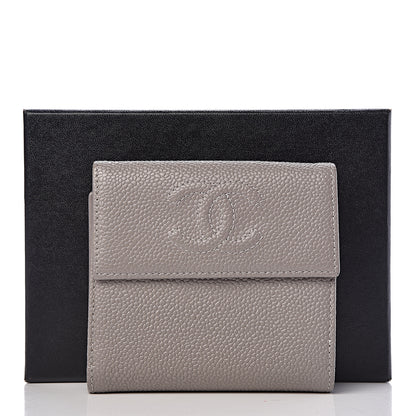 Chanel Caviar Timeless CC Compact French Wallet Light Grey 9 of 9
