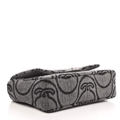 Chanel Denim Embossed CC Logo Print Jumbo Single Flap Grey Black 4 of 10