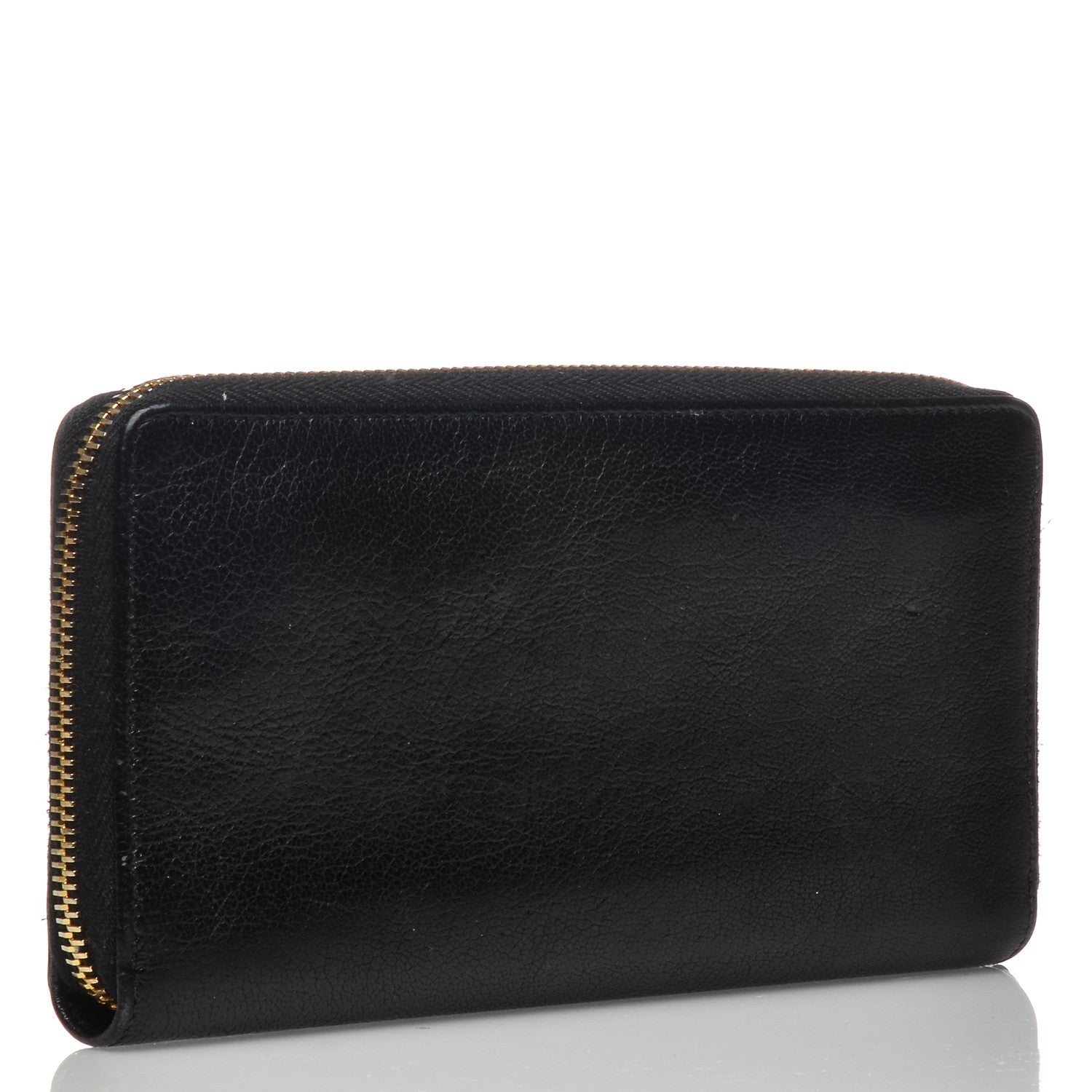 Balenciaga Chevre Gold Metallic Edge Hardware Zip Around Wallet Black 3 of 7