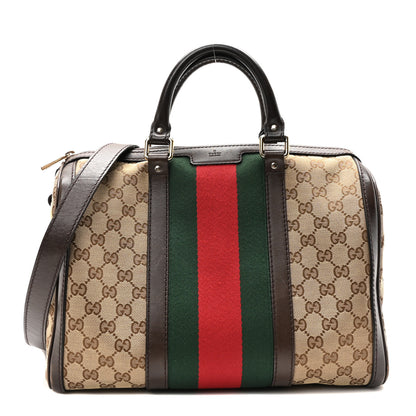 Gucci Monogram Vintage Web Medium Boston Dark Brown 1 of 11