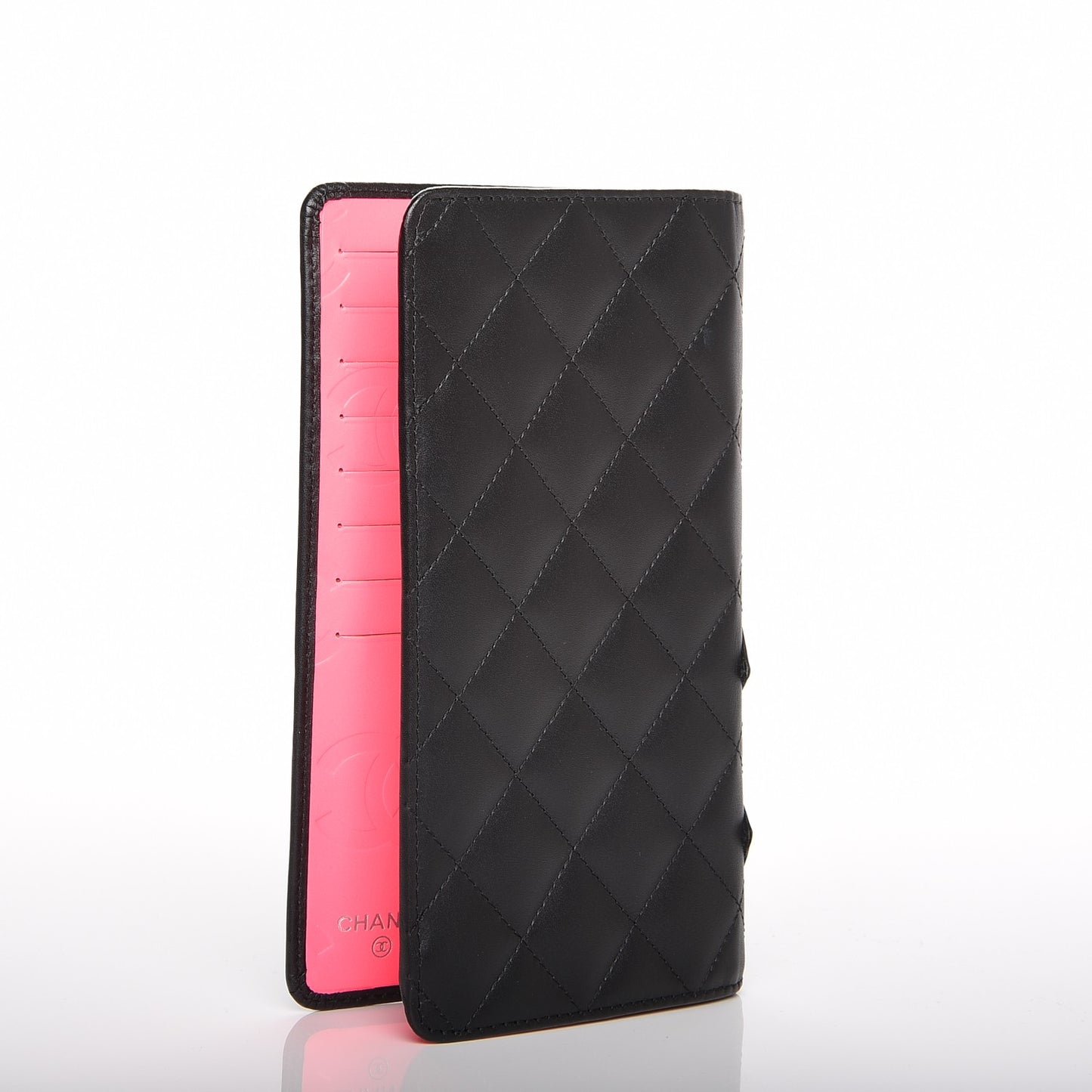 Calfskin Quilted Cambon Yen Wallet Black