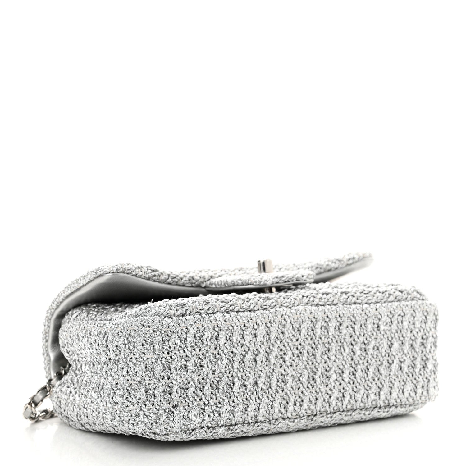 Chanel Metallic Woven Fabric Mini Rectangular Flap Silvery 4 of 11