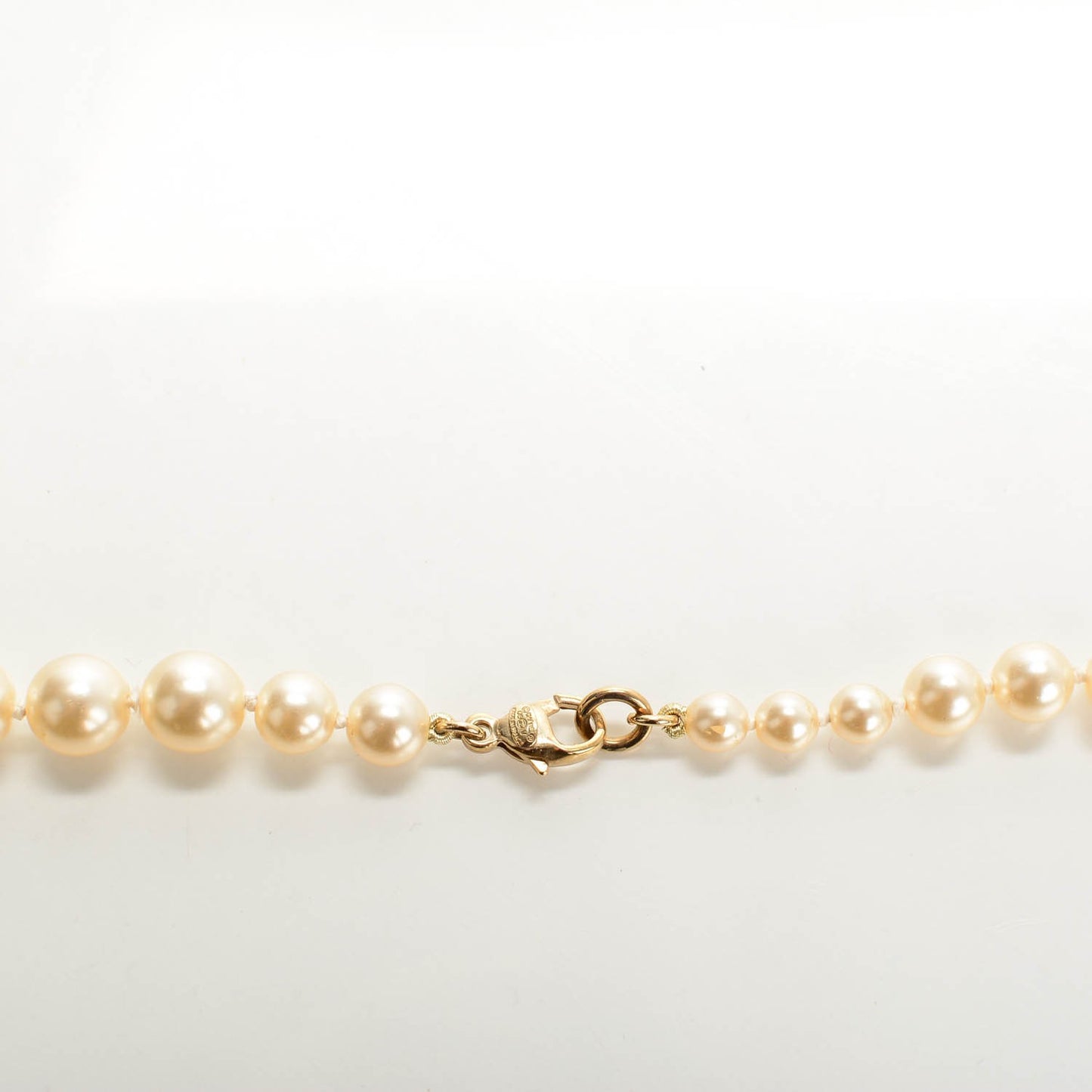 Graduated Pearl CC Long Necklace Gold