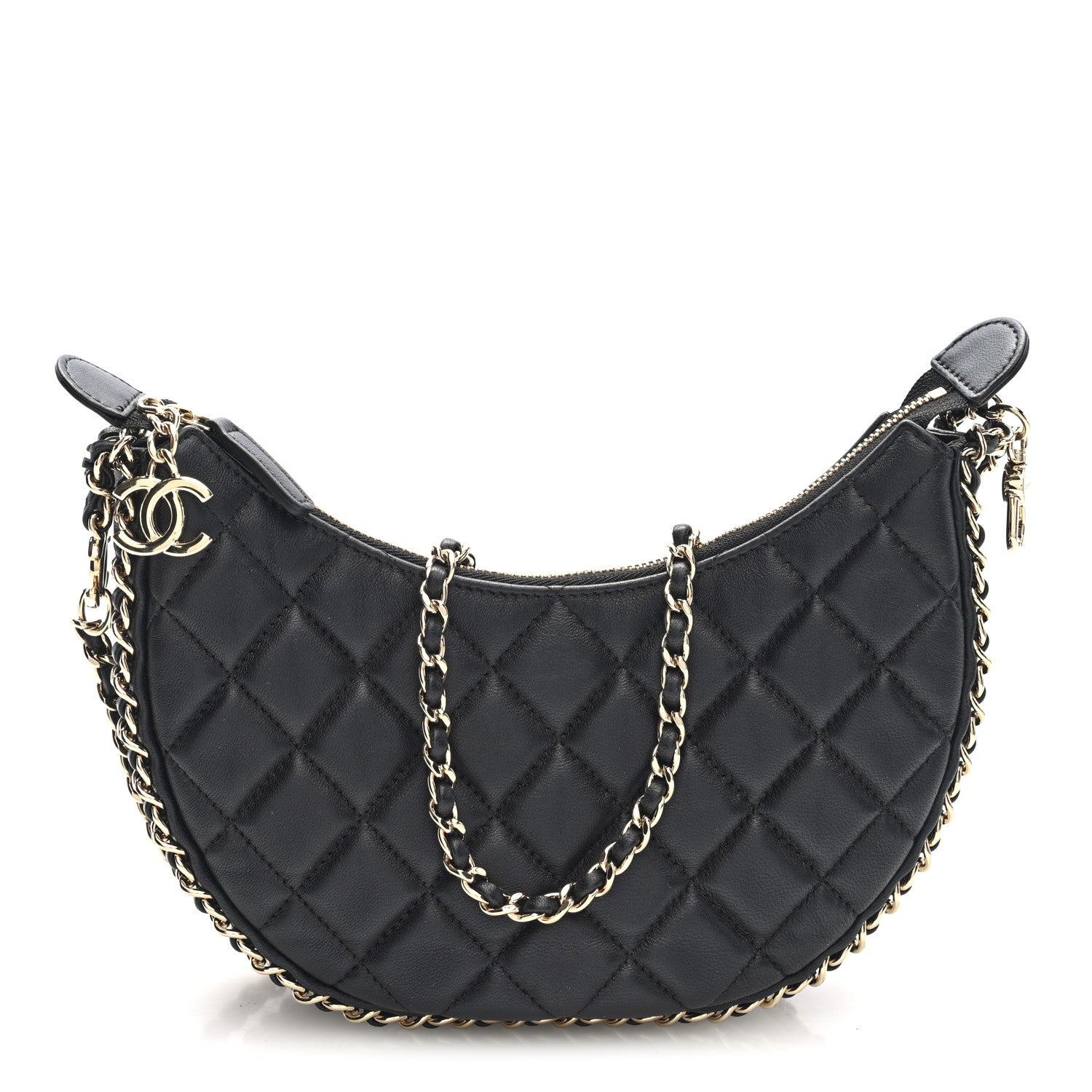 Chanel Lambskin Quilted Small Hobo Bag Black 1 of 10