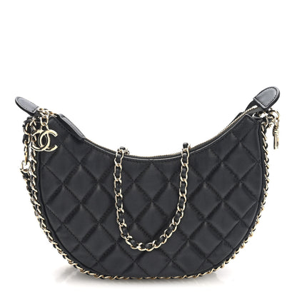 Chanel Lambskin Quilted Small Hobo Bag Black 1 of 10