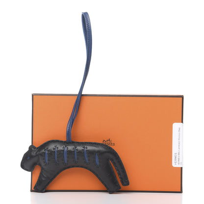 Hermes Milo Lambskin Rooroo Bag Charm Black Bleu de Malte 4 of 4