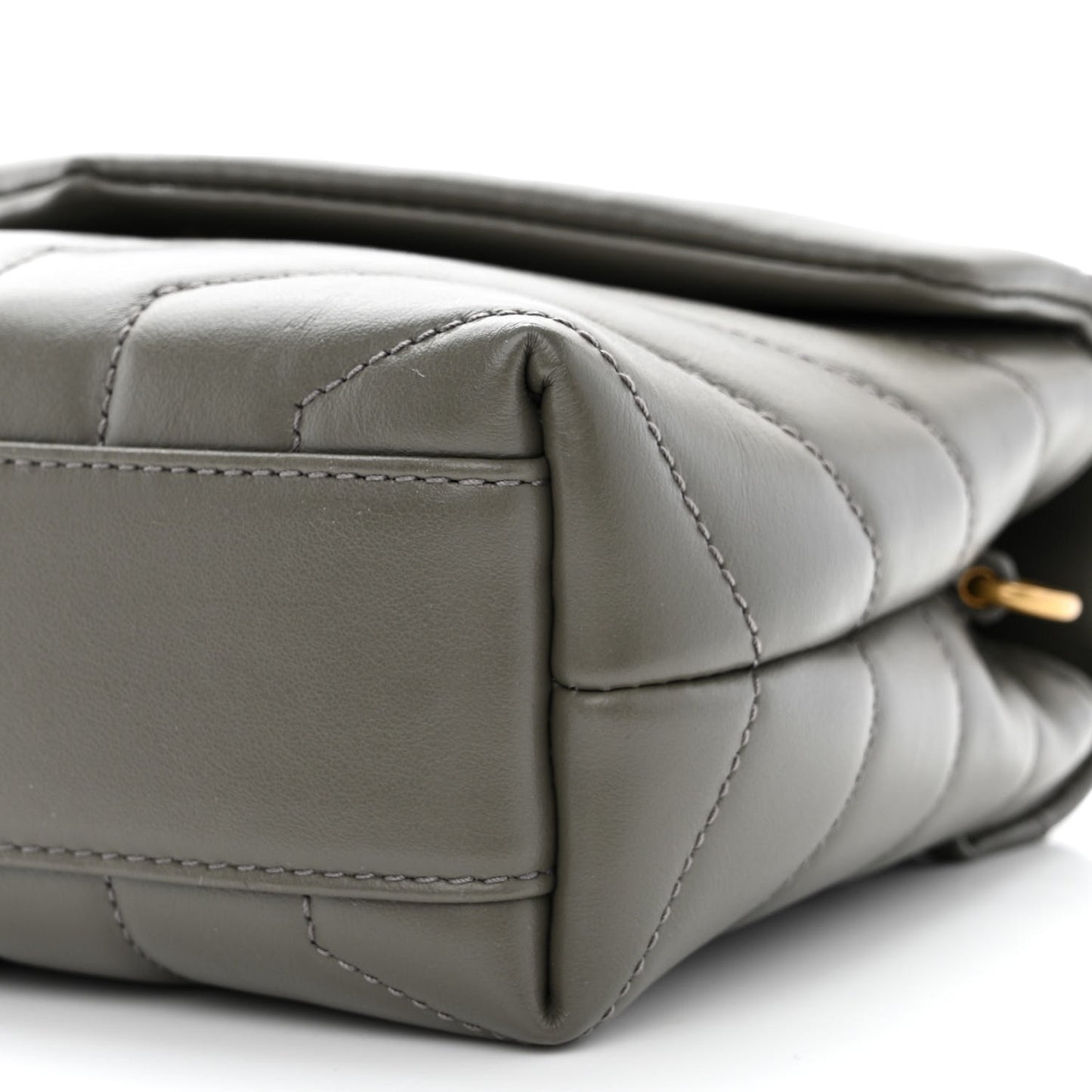 Calfskin Y Quilted Monogram Toy Loulou Crossbody Bag Grey Kaki
