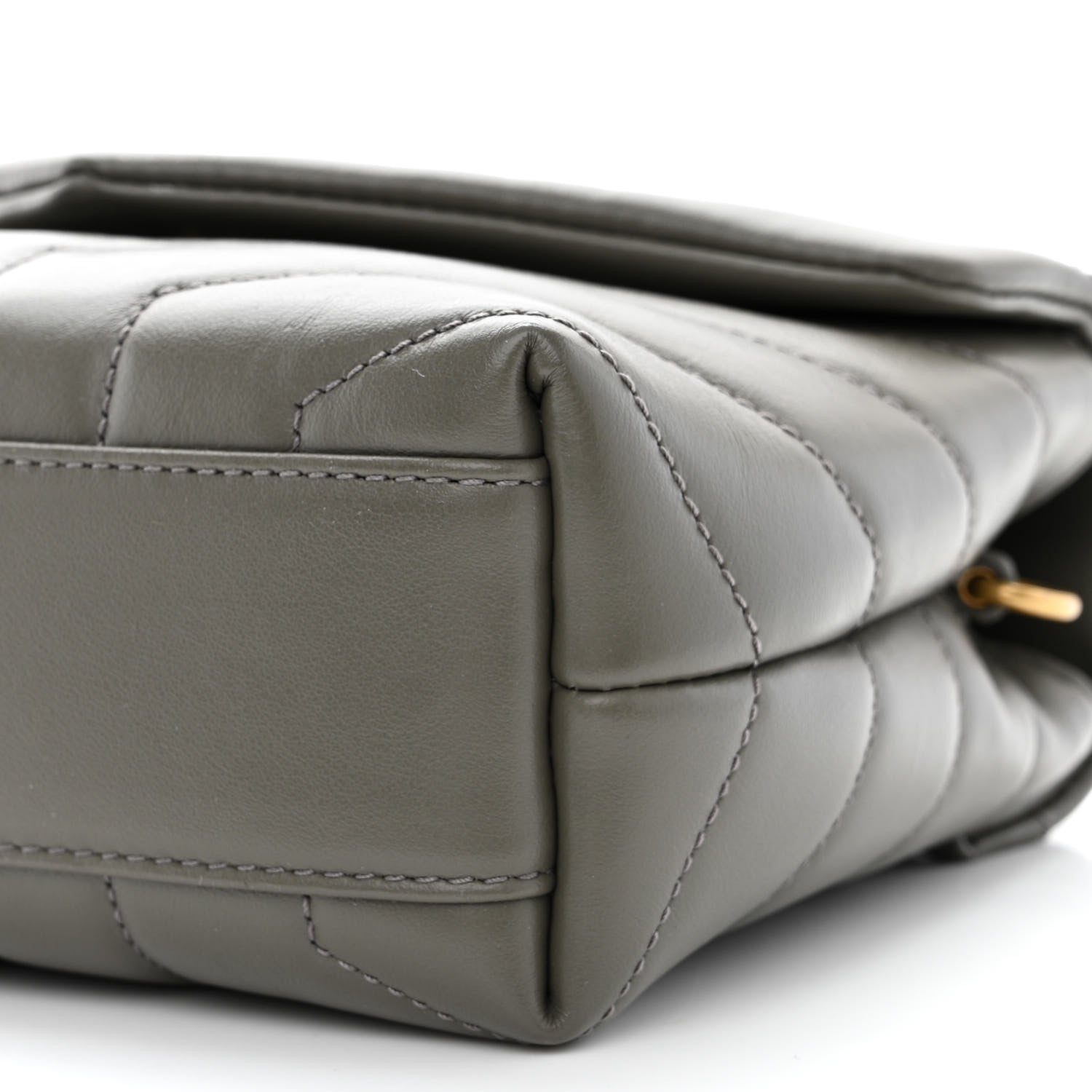 Saint Laurent Calfskin Y Quilted Monogram Toy Loulou Crossbody Bag Grey Kaki 10 of 12