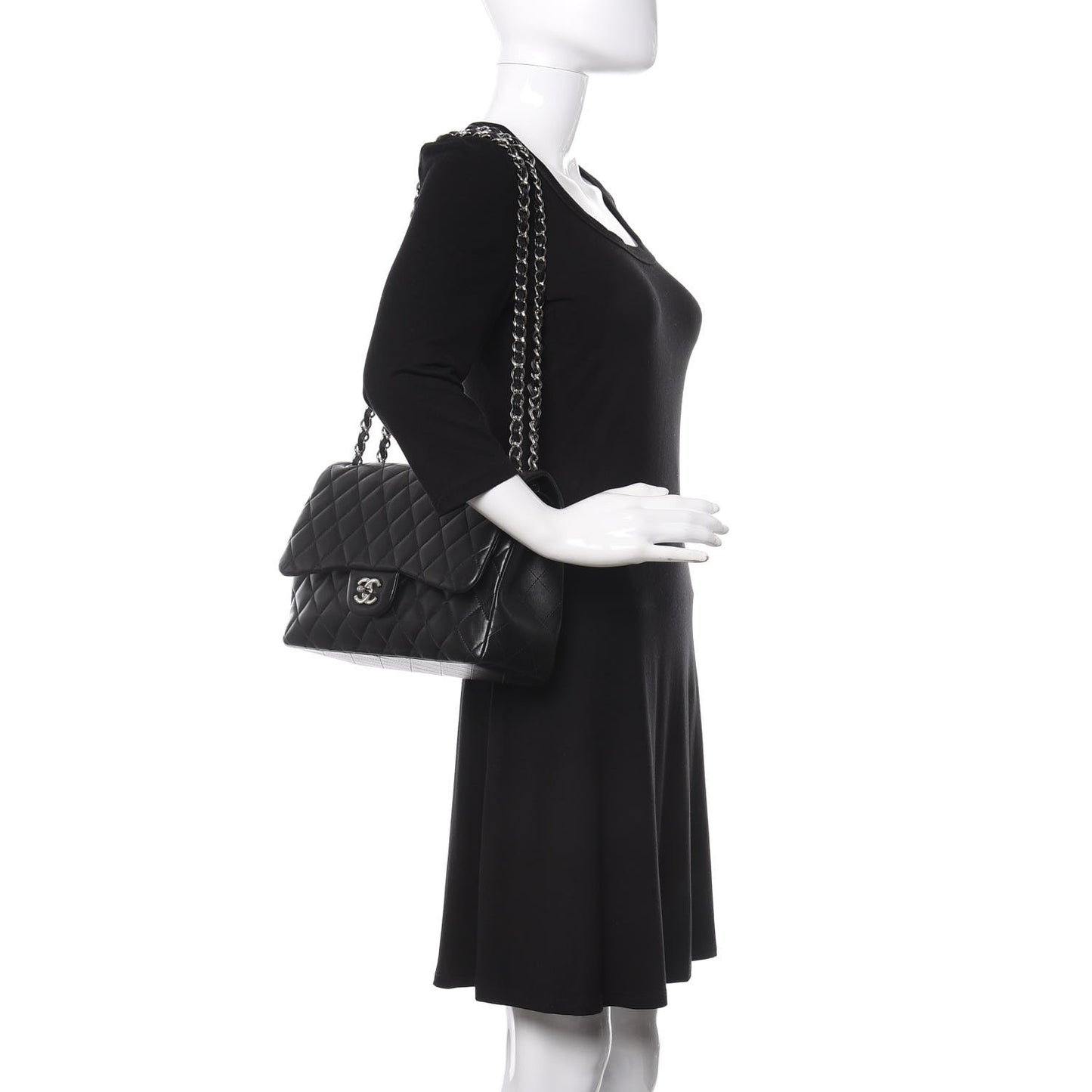 Lambskin Quilted Jumbo Double Flap Black