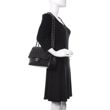Chanel Lambskin Quilted Jumbo Double Flap Black 2 of 9