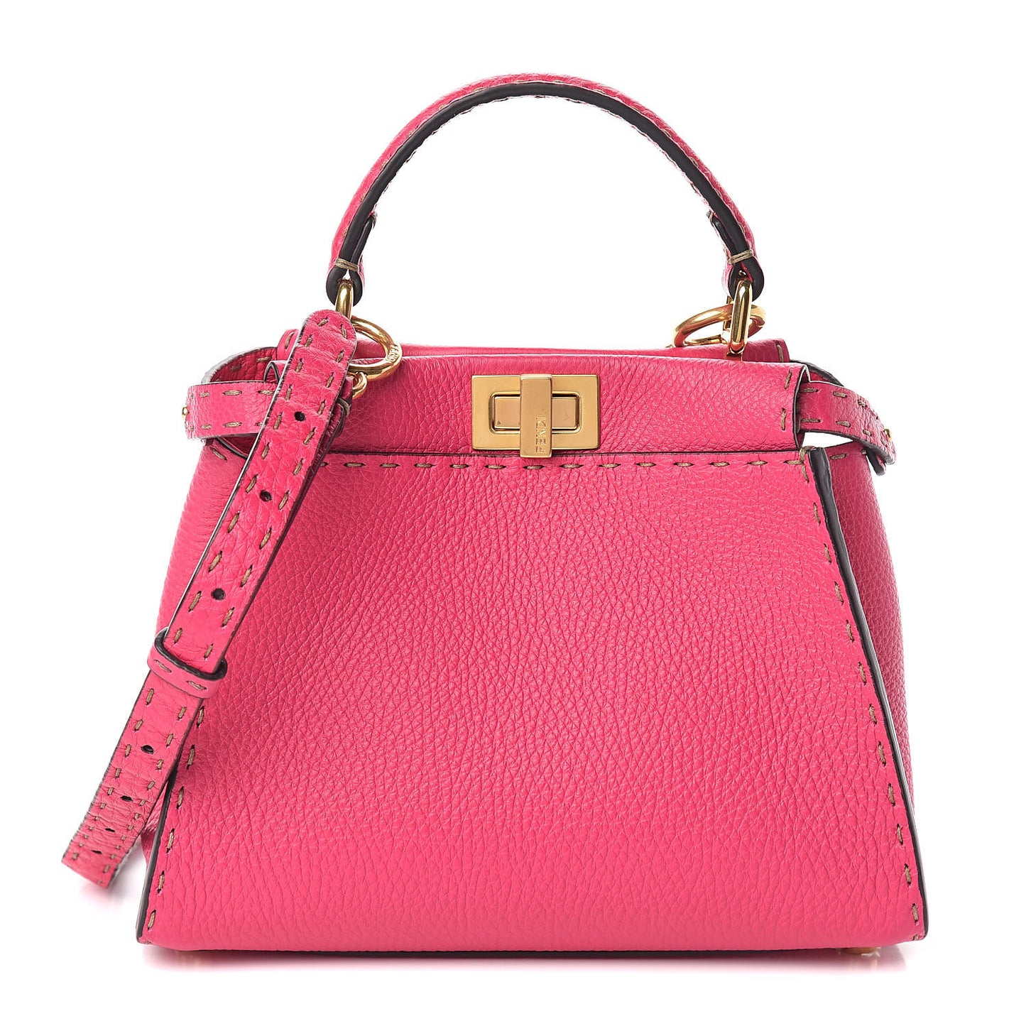 Cuoio Romano Selleria Mini Peekaboo Iconic Satchel Fuxia