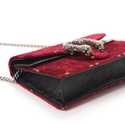 Gucci Velvet GG Monogram Super Mini Dionysus Shoulder Bag Red Cipria Black 6 of 10
