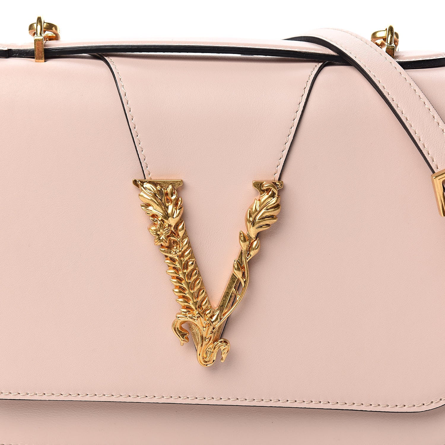 Versace Vitello Barocco Virtus Top Handle Shoulder Bag Pink 9 of 9