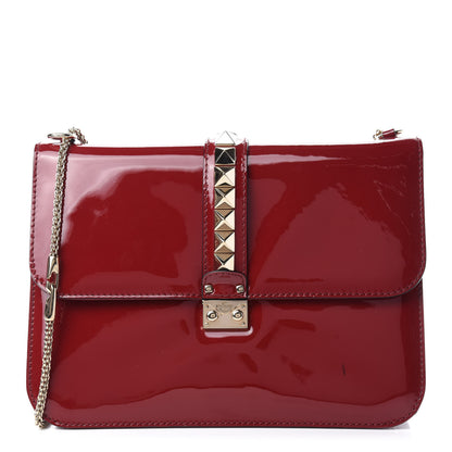 Valentino Garavani Patent Large Glam Lock Rockstud Flap Red 1 of 13