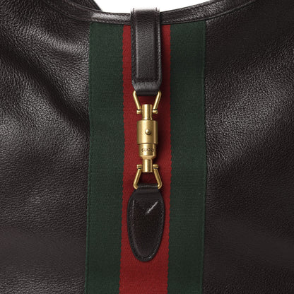 Gucci Soft Grained Calfskin Web Large Jackie Hobo Dark Brown 11 of 11