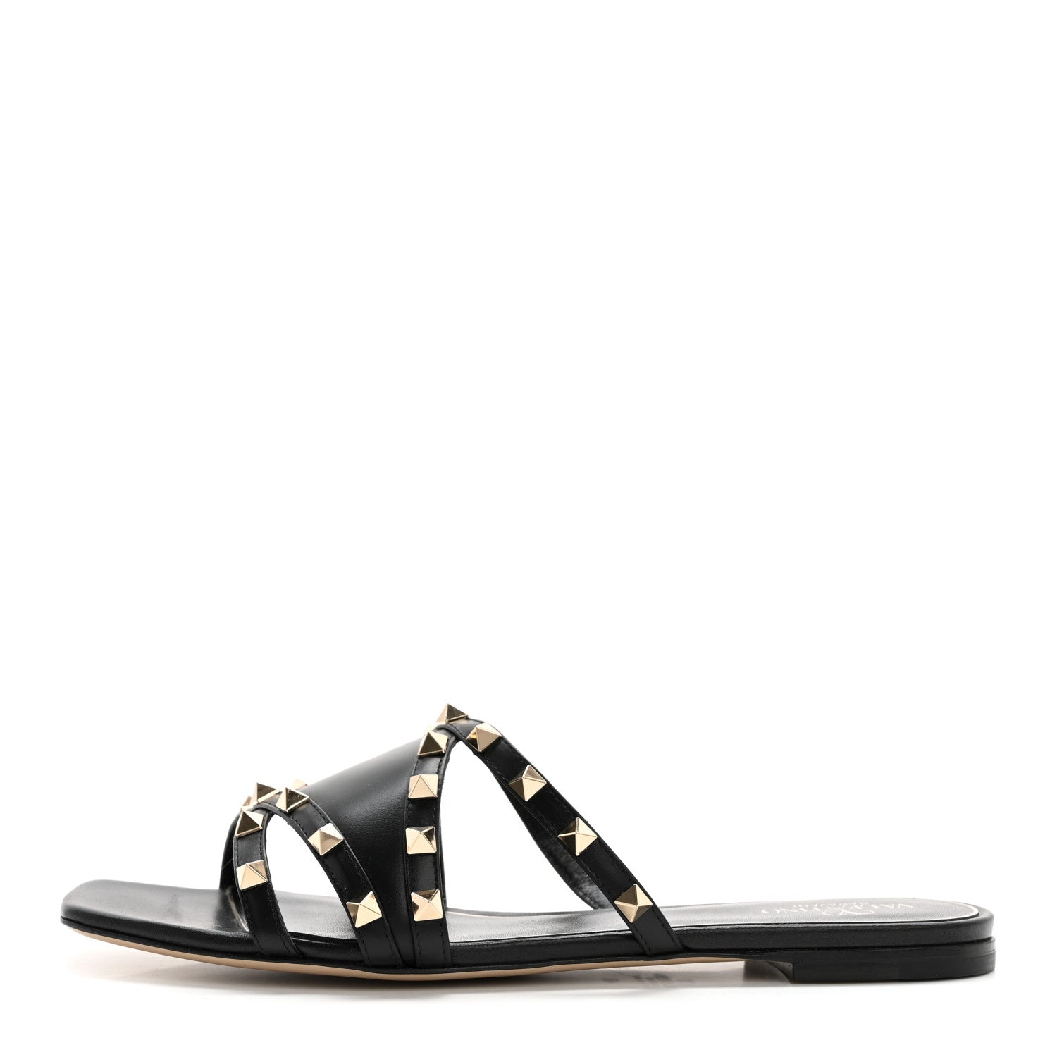 Valentino Garavani Calfskin Rockstud Slide Sandals 40 Black 1 of 9