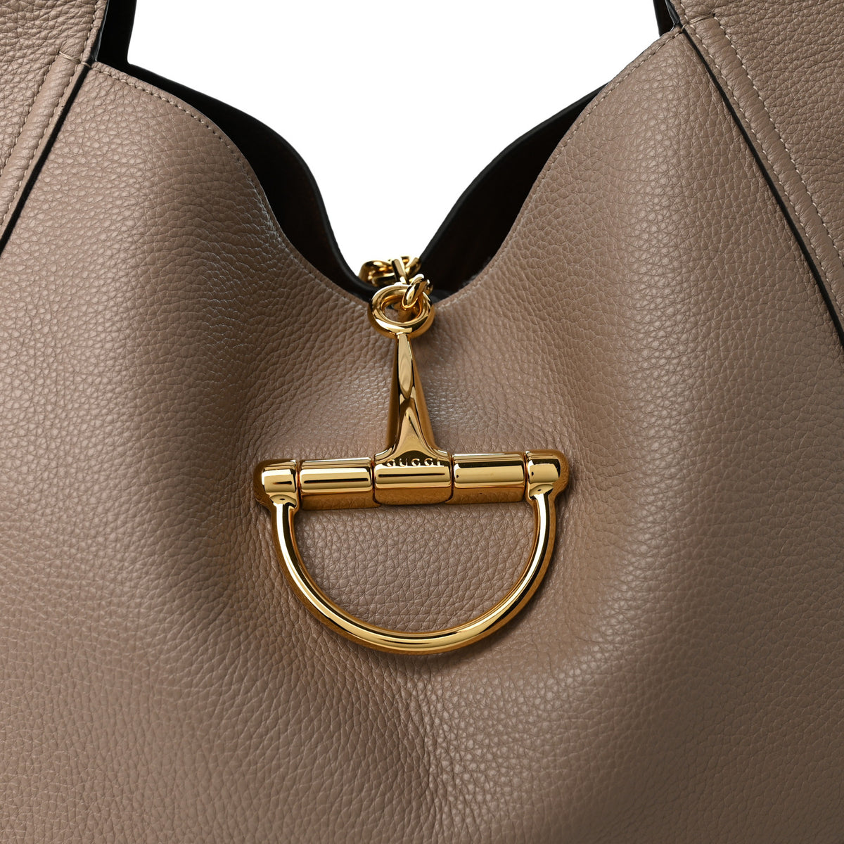 Gucci Grained Calfskin Softbit Maxi Shoulder Bag Taupe 9 of 11