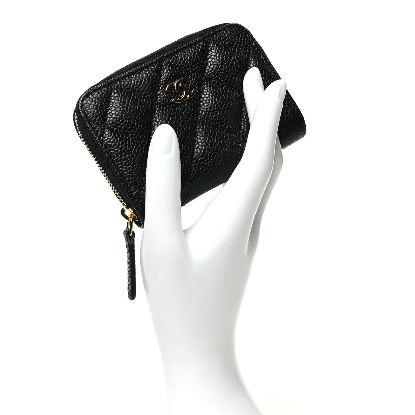 Caviar Quilted Classic Zipped Coin Purse Black