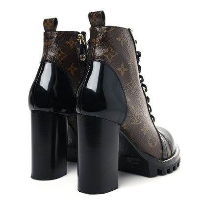 Louis Vuitton Patent Calfskin Monogram Star Trail Ankle Boots 38.5 Black 4 of 7