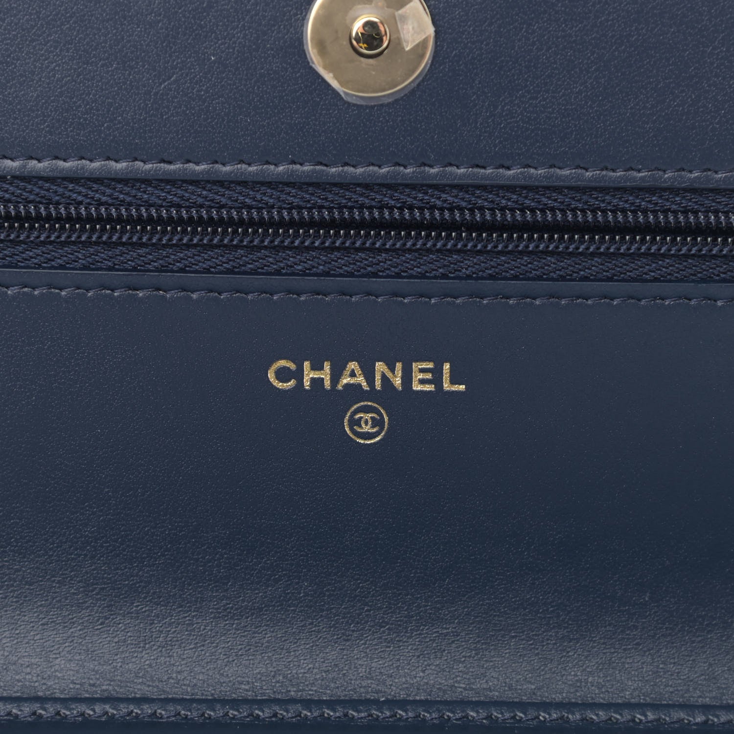 Chanel Denim Printed Wallet On Chain WOC Dark Blue 5 of 11