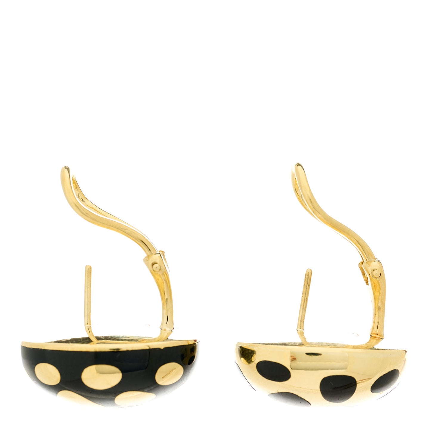 18K Yellow Gold Black Jade Positive Negative Earrings