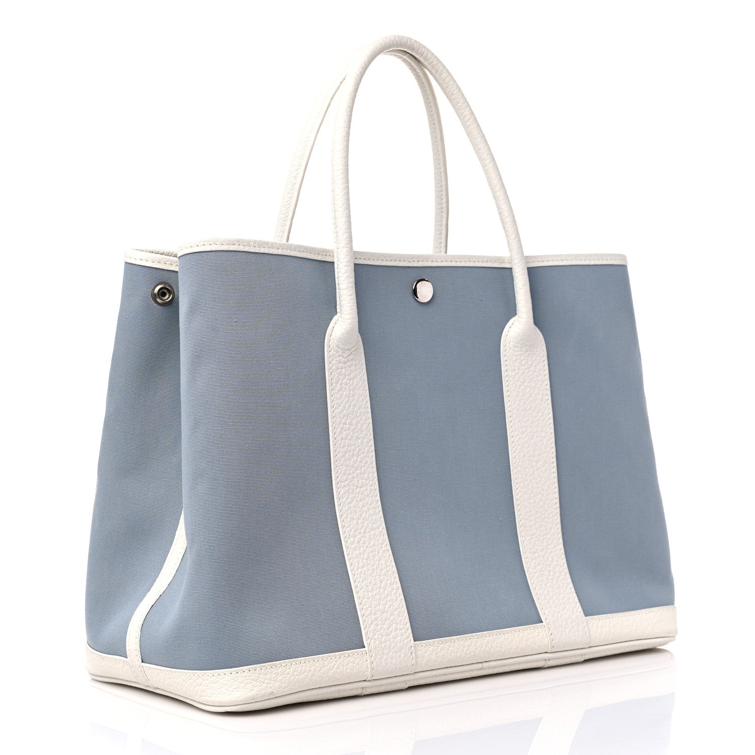 Hermes Toile Officier Negonda Garden Party Tote 36 MM Bleu Lin Craie 3 of 12