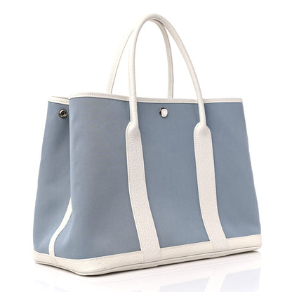 Hermes Toile Officier Negonda Garden Party Tote 36 MM Bleu Lin Craie 3 of 12