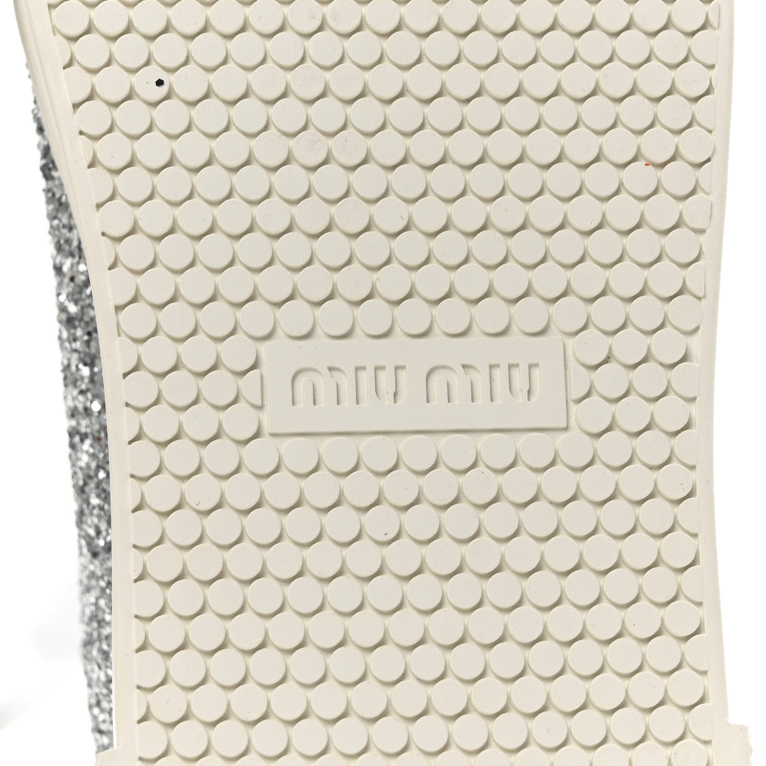 Miu Miu Calfskin Glitter Sneakers 37 White Argento 7 of 8