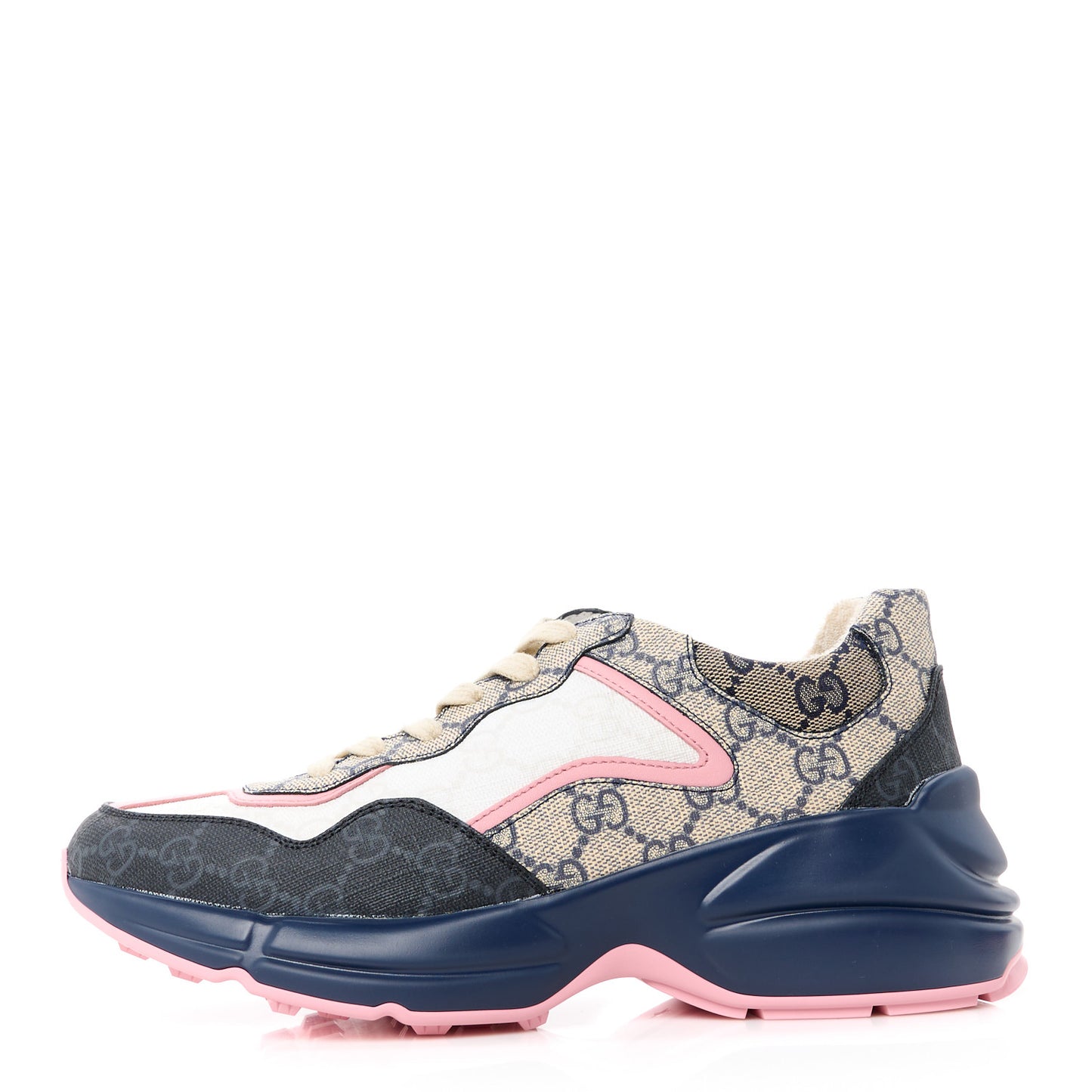 GG Supreme Monogram Rhyton Sneakers 37 Beige Blue Pink