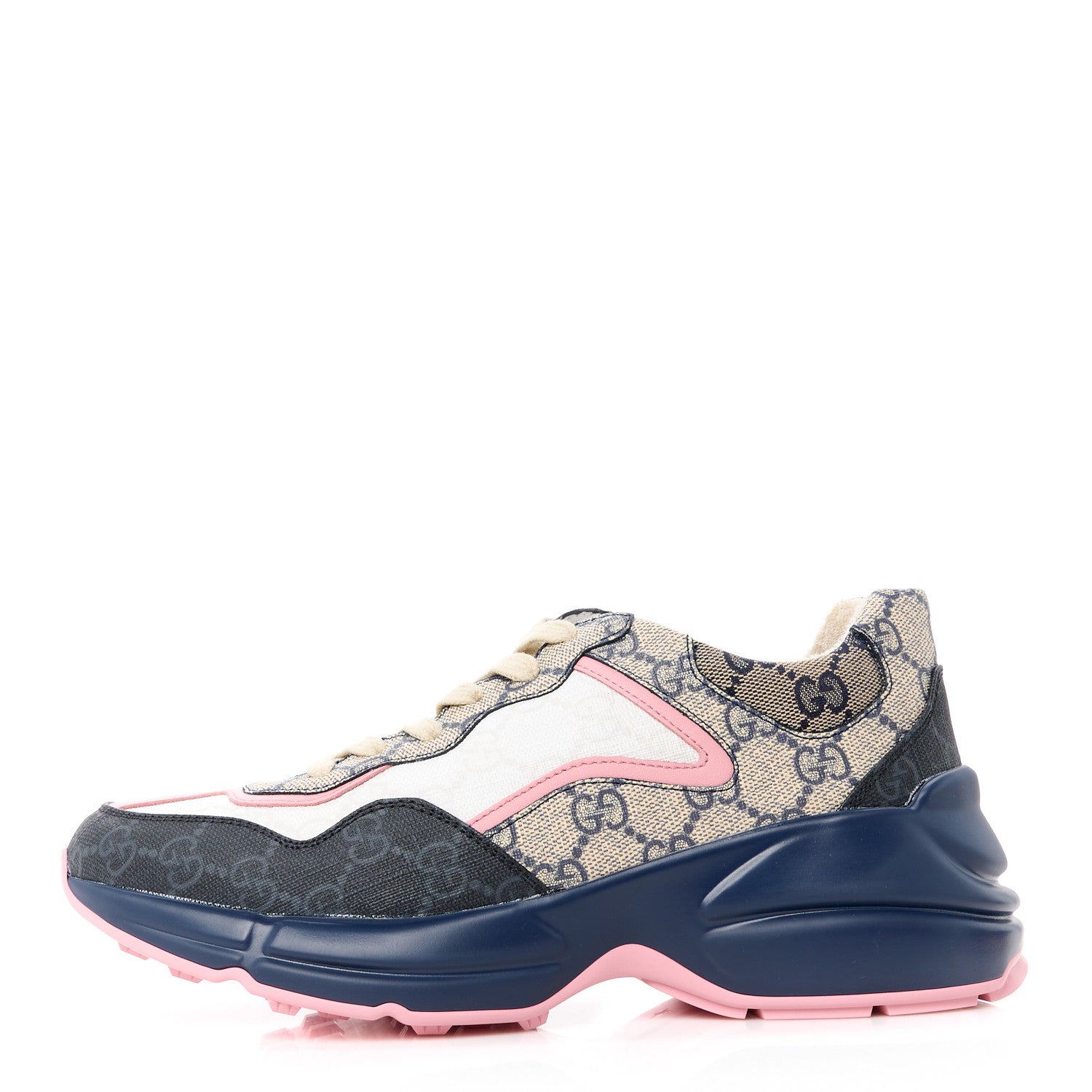Gucci GG Supreme Monogram Rhyton Sneakers 37 Beige Blue Pink 1 of 8