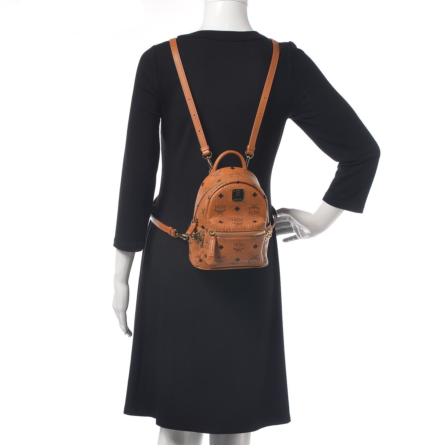 MCM Visetos Side Stud X-Mini Stark Backpack Cognac 2 of 10