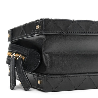 Chanel Calfskin Quilted Small Studded Square Vanity Case Black 9 of 11