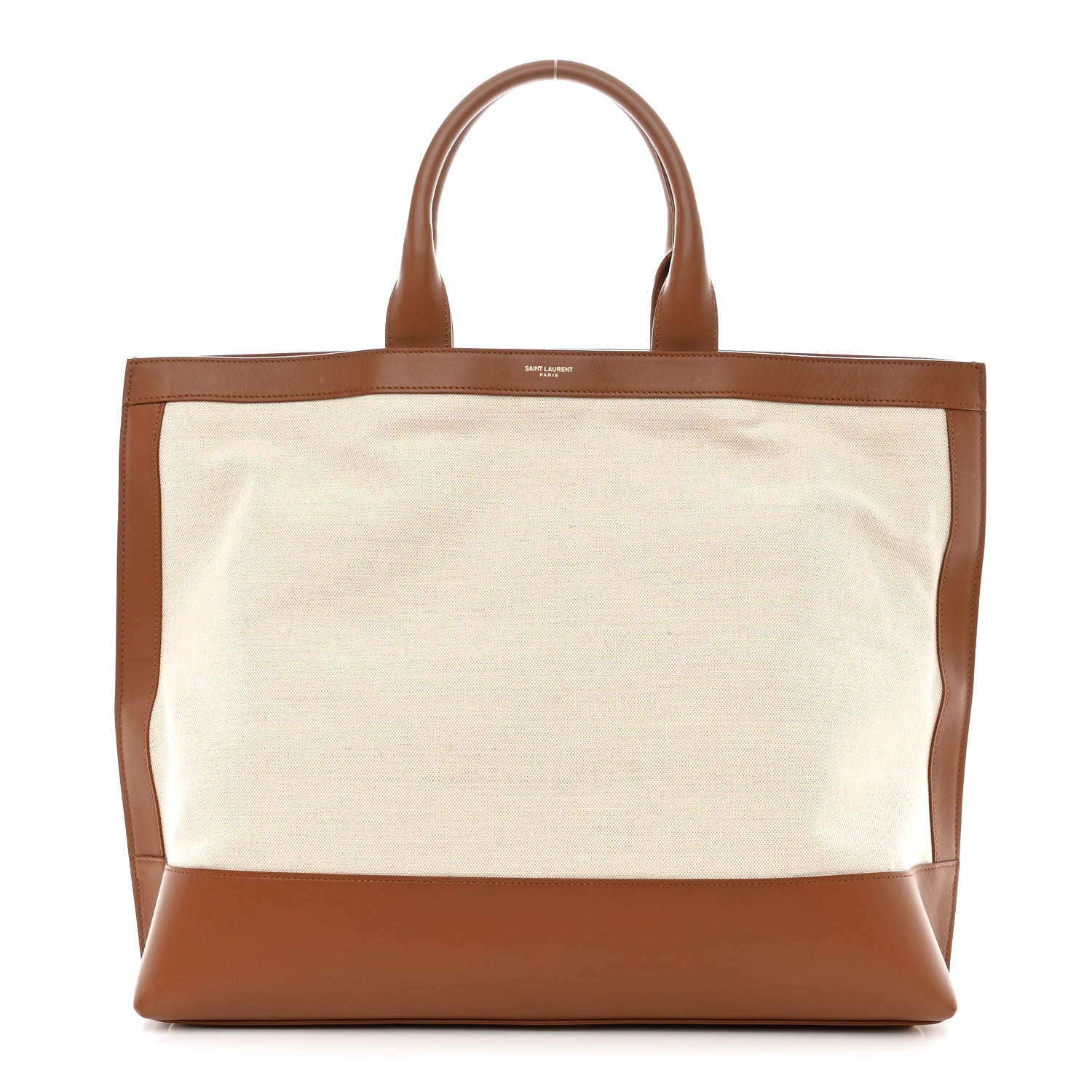 Saint Laurent Calfskin Linen Two Tone Cabas Tote Beige 1 of 10