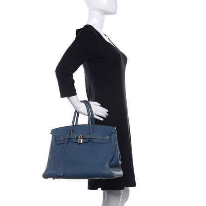 Hermes Taurillon Clemence Birkin 35 Bleu Thalassa 2 of 10