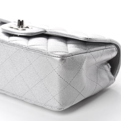 Chanel Metallic Lambskin Quilted Mini Rectangular Flap Silver 7 of 11