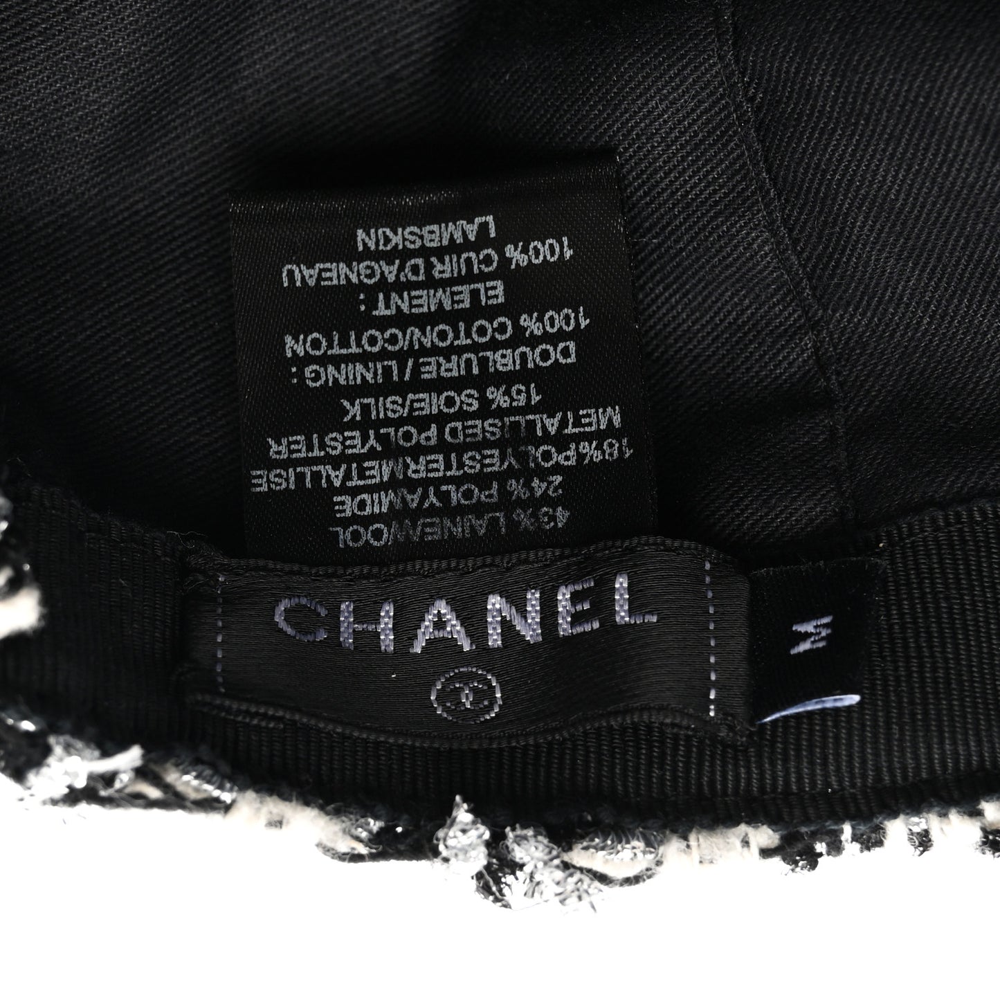 Metallic Tweed CC Cap Hat M White Black